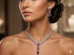 Premium Royal Ruby & Diamond Finish Jewellery Set