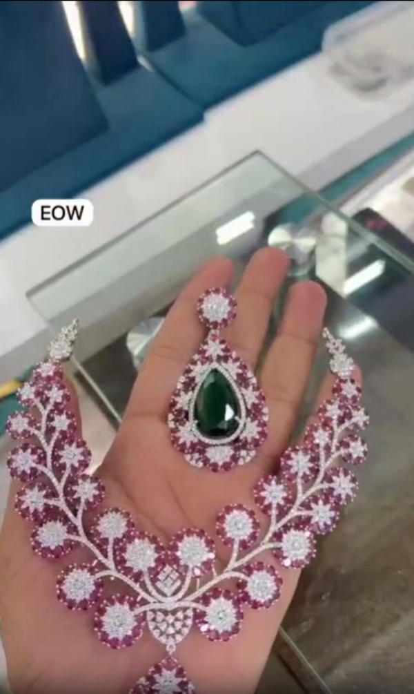 The Ruby Emerald Blossom Set