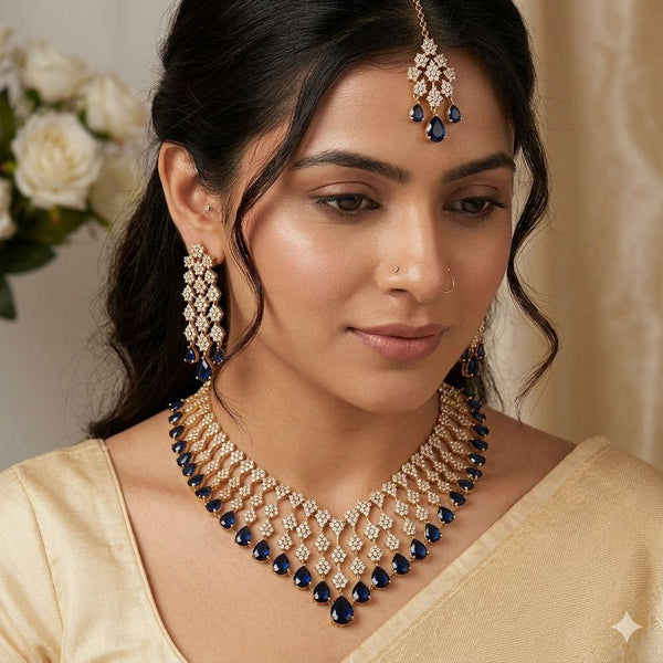 Emery Sapphire Zirconia Necklace Set