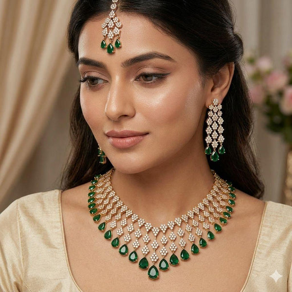 Emery Sapphire Zirconia Necklace Set