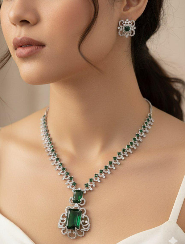 AAA grade CZ Diamond Necklace set with earrings