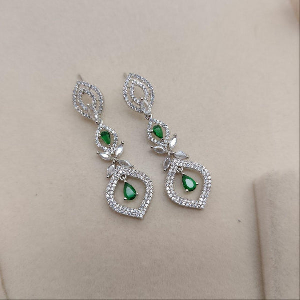 premium quality Rhodium / Dual plated CZ Diamond Long Earrinngs