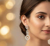 premium quality Rhodium / Dual plated CZ Diamond Long Earrinngs