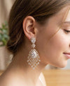 High Quality long AD Earrings Rhodium polish and Mehendi polish