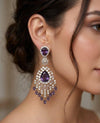 High Quality long AD Earrings Rhodium polish and Mehendi polish