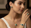 Dual tone plated CZ American Diamonds Combo sets Pendant set with earrings, Finger ring & Adjustable bracelet