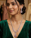 Elegant Diamond Finish Necklace Set (Red & Pink Stones)