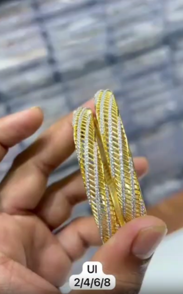 Diamond-Cut Mesh Bangles
