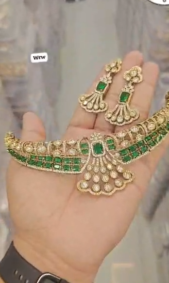 Diamond necklace set featuring gem stones