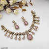 Necklace and Earrings Set with Pink Stones