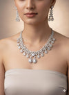 White Crystals Floral Vine Cascade Necklace Set