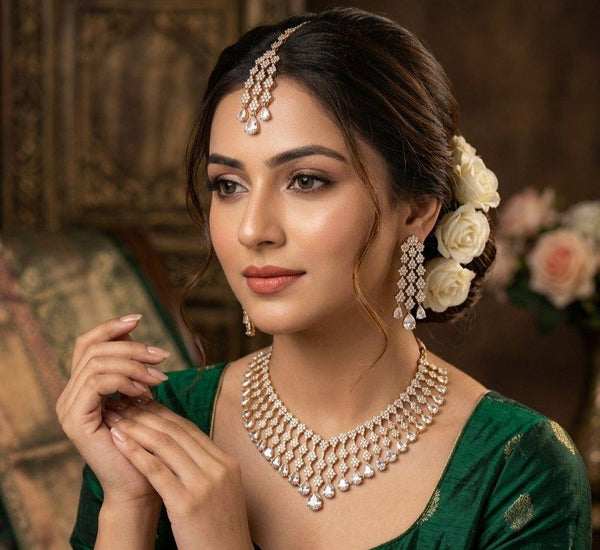 Hight quality mehendi plated CZ Necklace set