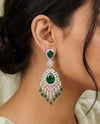 High Quality long AD Earrings Rhodium polish and Mehendi polish