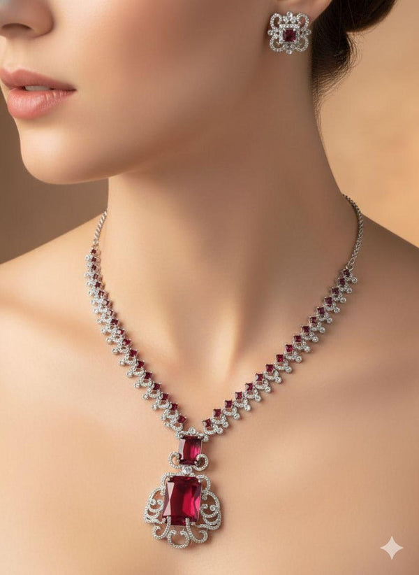 AAA grade CZ Diamond Necklace set with earrings