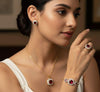 Dual tone plated CZ American Diamonds Combo sets Pendant set with earrings, Finger ring & Adjustable bracelet