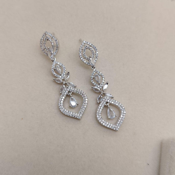 premium quality Rhodium / Dual plated CZ Diamond Long Earrinngs