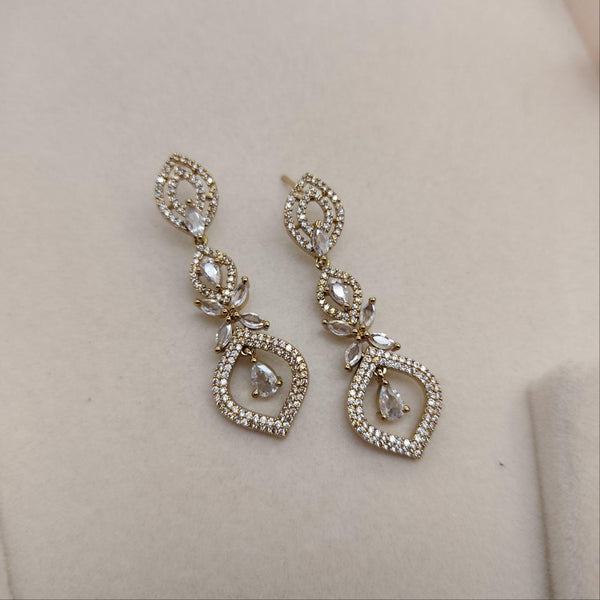 premium quality Rhodium / Dual plated CZ Diamond Long Earrinngs