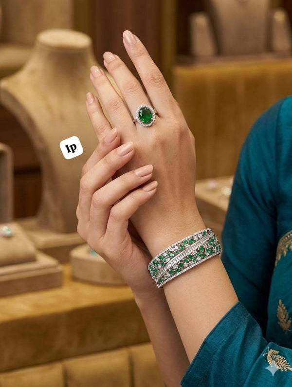 Voguish Emerald Pave Bracelet & Ring