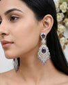 High Quality long AD Earrings Rhodium polish and Mehendi polish