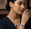 Dual tone plated CZ American Diamonds Combo sets Pendant set with earrings, Finger ring & Adjustable bracelet