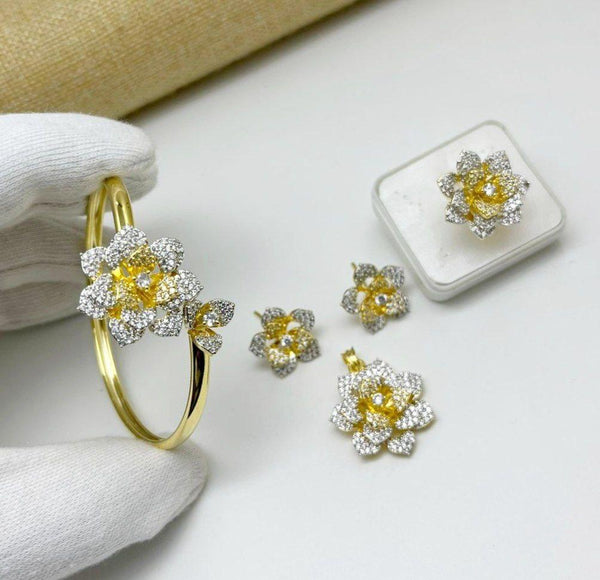 Premium CZ Dual tone Plated Combo set