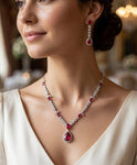 Premium Quality Ruby & Baby pink color AD Necklace set