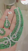 American diamond necklace and matching earrings