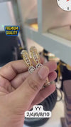 Gold-plated CZ diamond bangles with a two-tone design