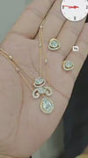 Gold Plated Diamonds, Stones Polki Embellished Layered Pendant Necklace Set