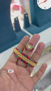 Navratan Look Gold Plated CZ Studded Bracelet and Ring Set.